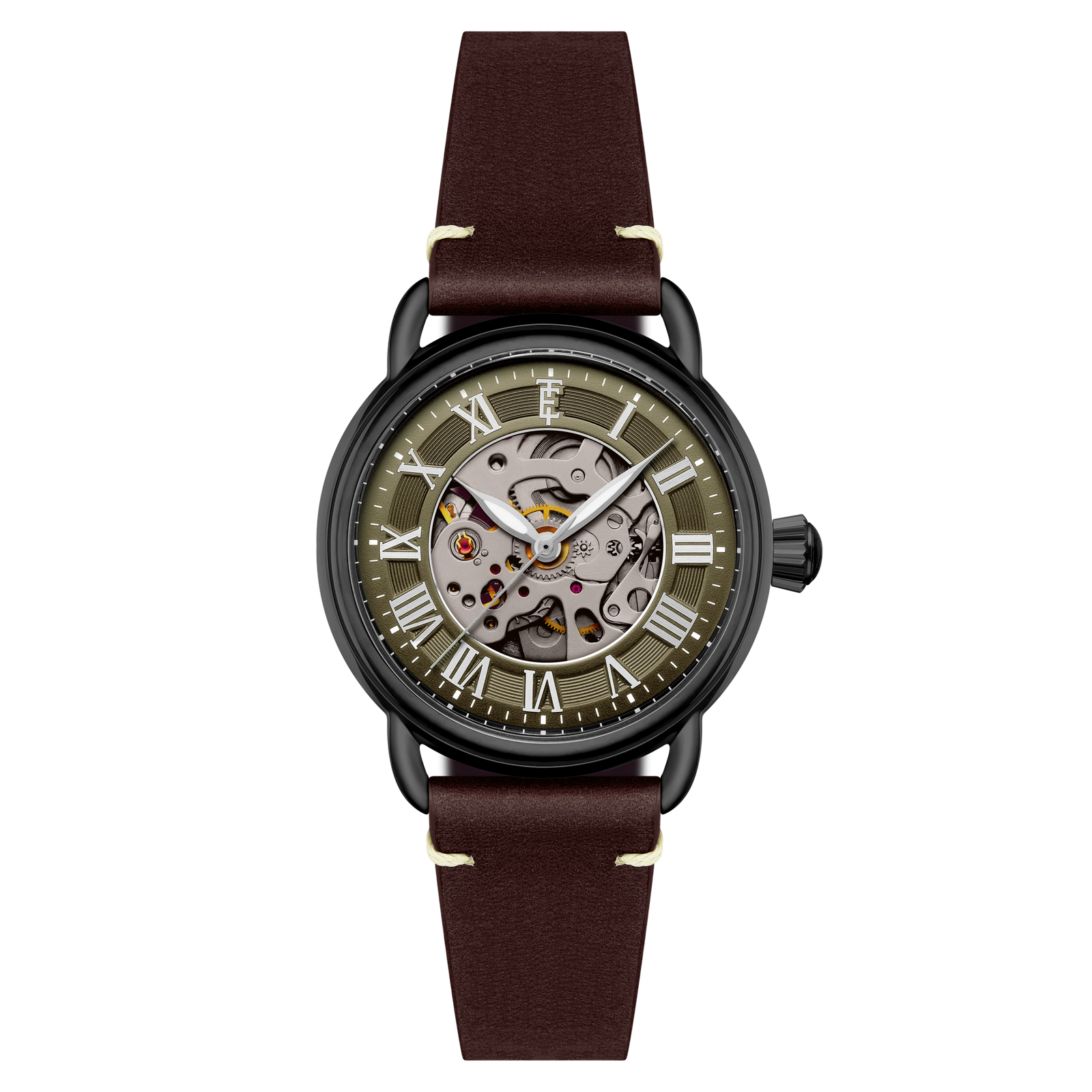 Heritage Investigator 40 Skeleton Automatic Olive Green