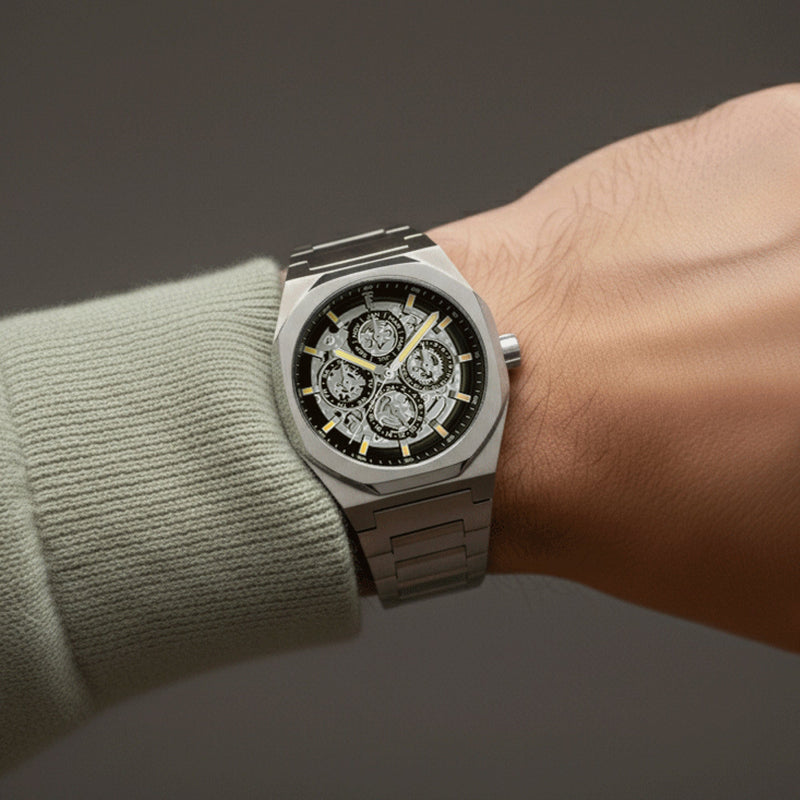 Discovery Drake Triple Calendar Skeleton Automatic Shadowed Steel
