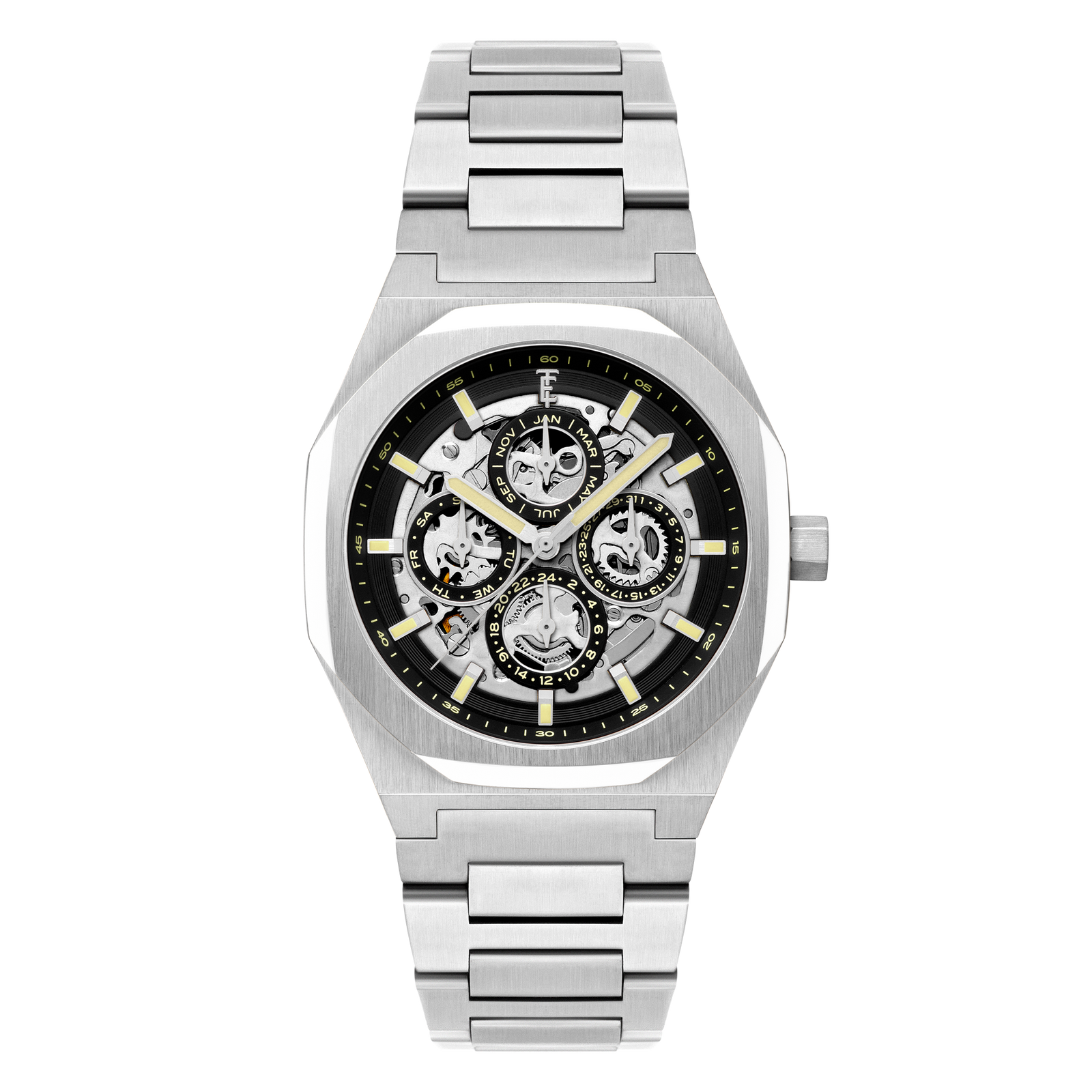 Discovery Drake Triple Calendar Skeleton Automatic Shadowed Steel