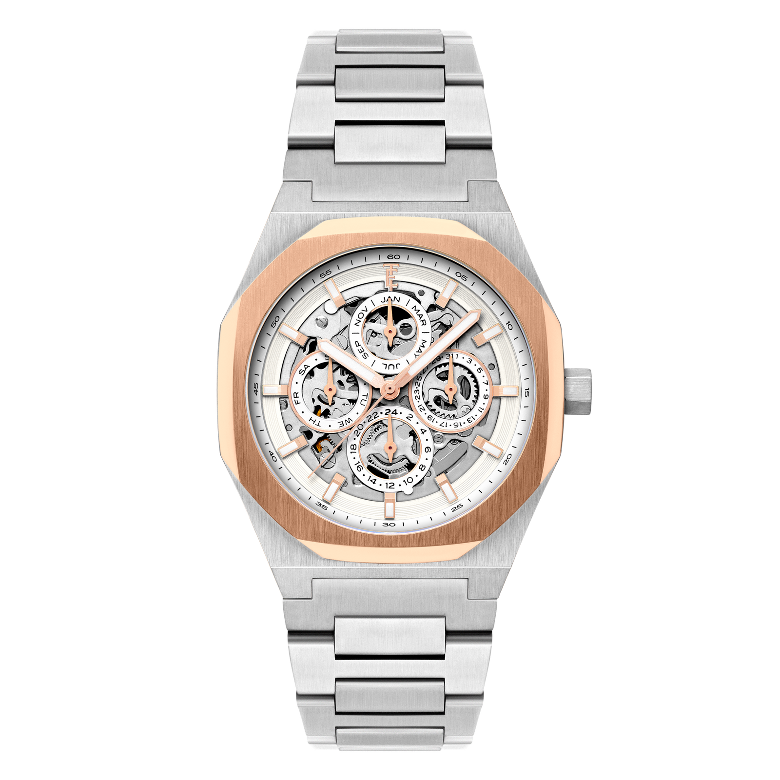 Discovery Drake Triple Calendar Skeleton Automatic Creamy Opal