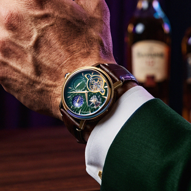 Heritage Beaufort Dual Time Date Open Heart Automatic Green Glimmer
