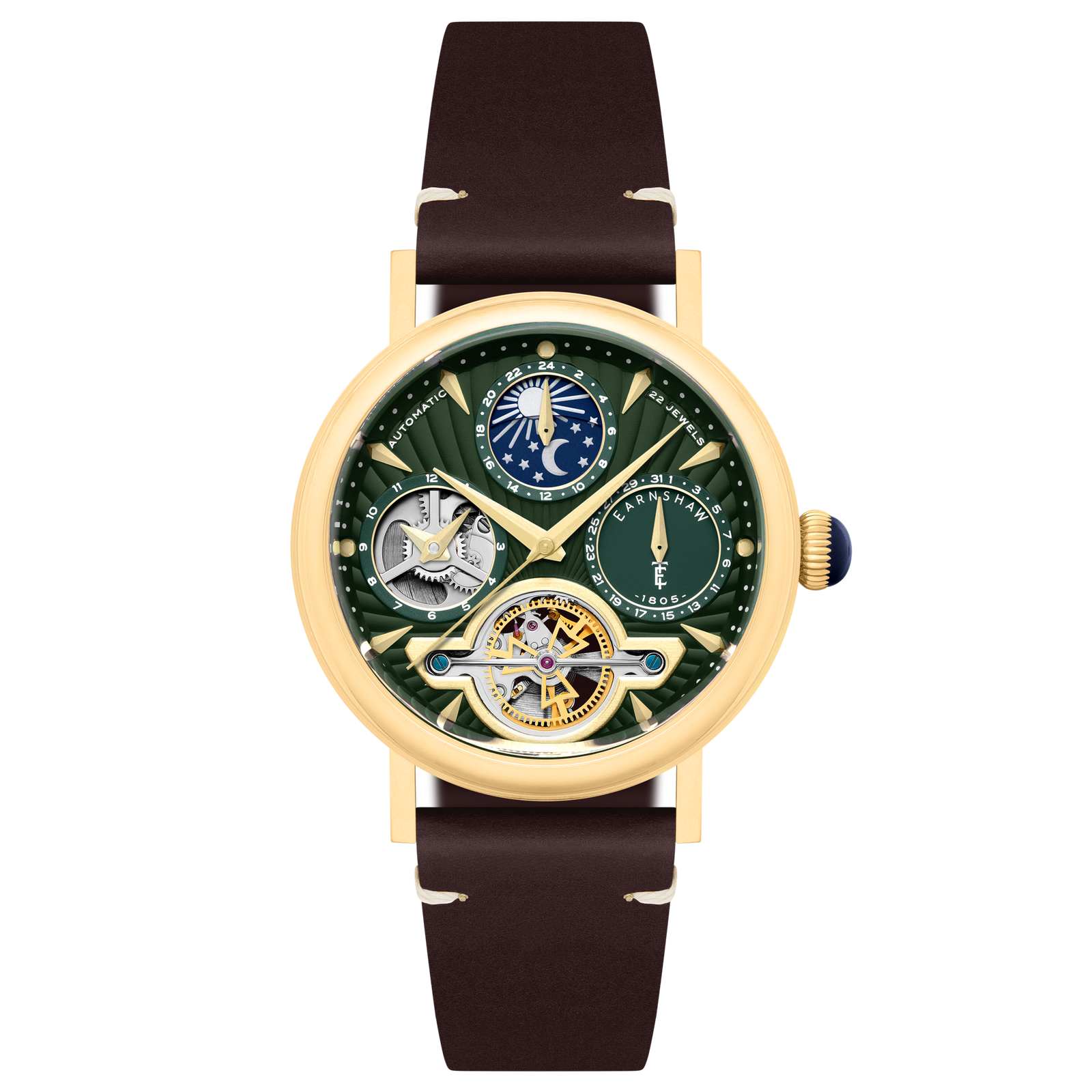 Heritage Beaufort Dual Time Date Open Heart Automatic Green Glimmer