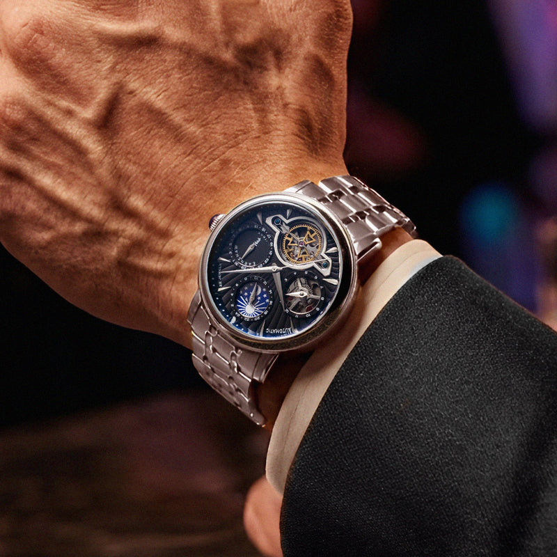 Heritage Beaufort Dual Time Date Open Heart Automatic Charcoal Luxe