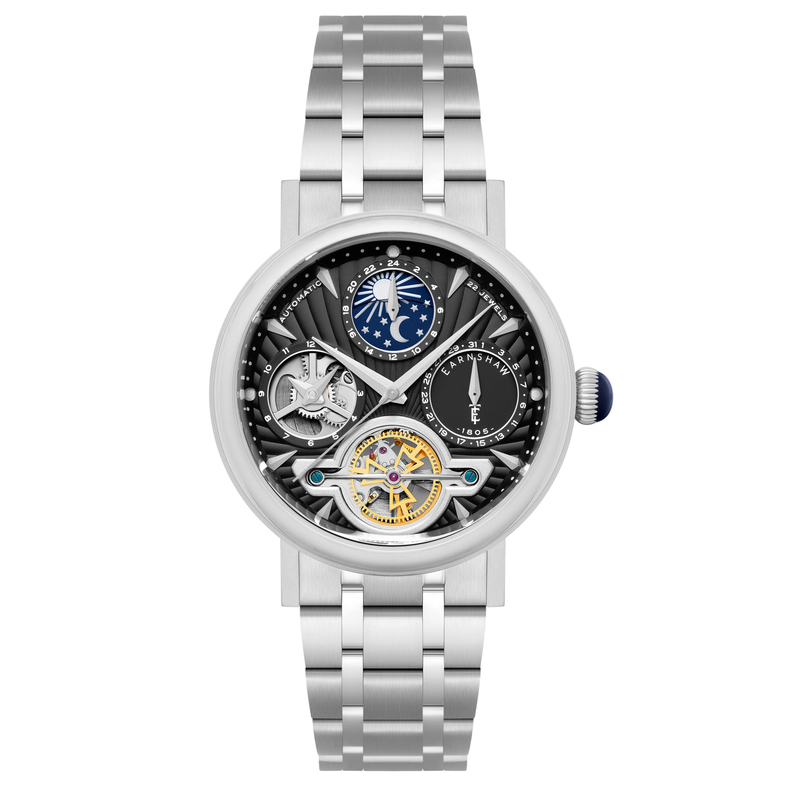 Heritage Beaufort Dual Time Date Open Heart Automatic Charcoal Luxe