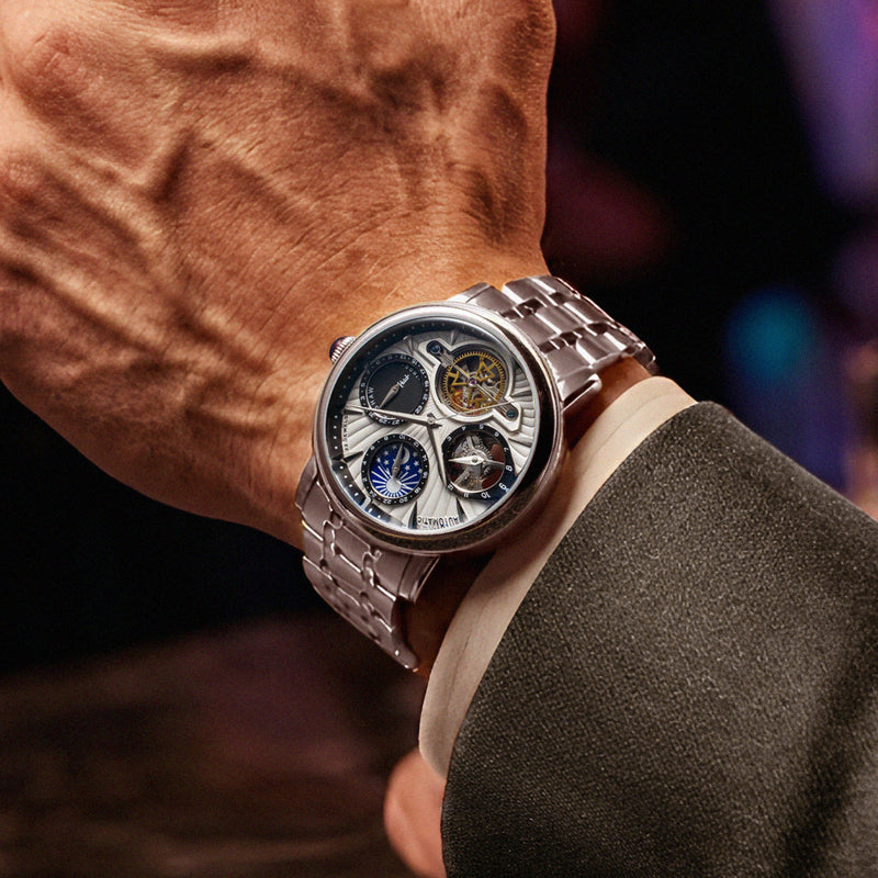 Heritage Beaufort Dual Time Date Open Heart Automatic Metallic Whisper