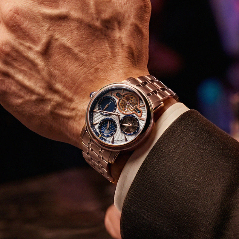 Heritage Beaufort Dual Time Date Open Heart Automatic Gilded Silver