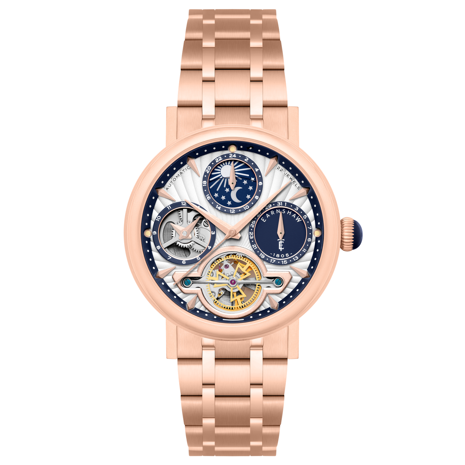 Heritage Beaufort Dual Time Date Open Heart Automatic Gilded Silver