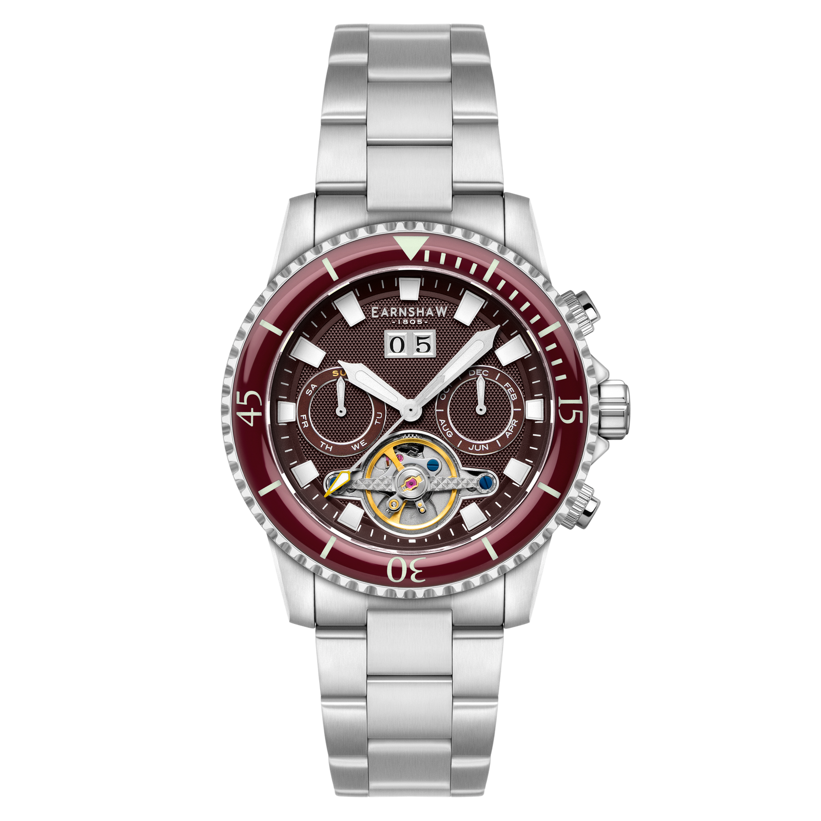 Admiral Duncan Grand Date Calendar Open Heart Automatic Tawny Thames