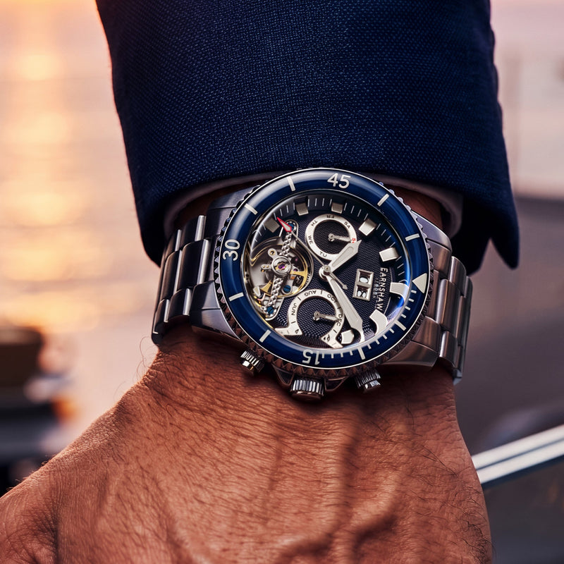Admiral Duncan Grand Date Calendar Open Heart Automatic Bluebell Time