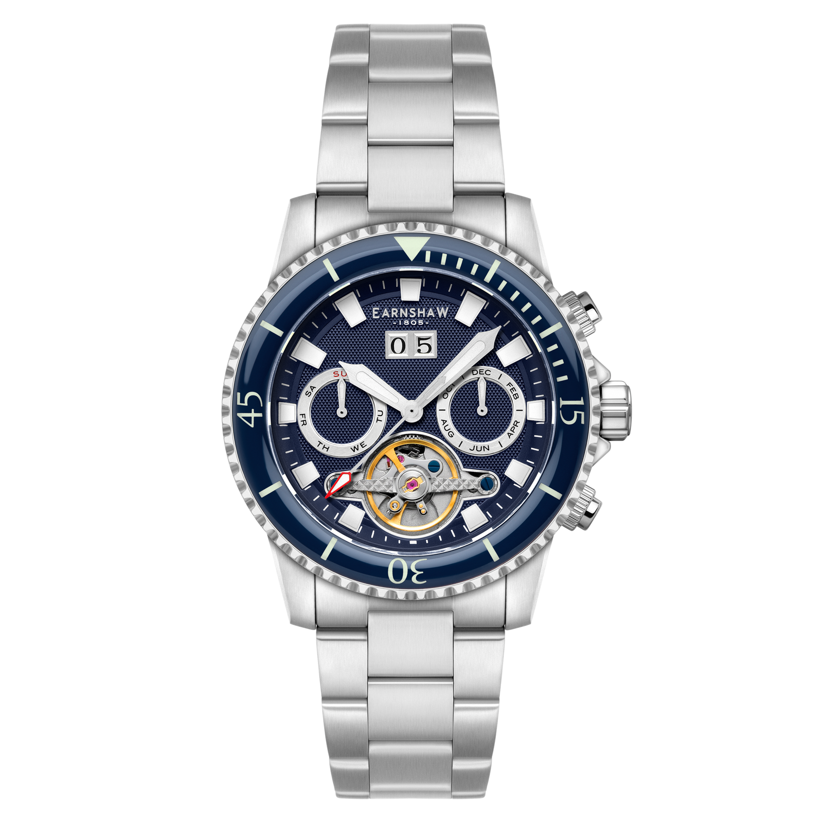 Admiral Duncan Grand Date Calendar Open Heart Automatic Bluebell Time