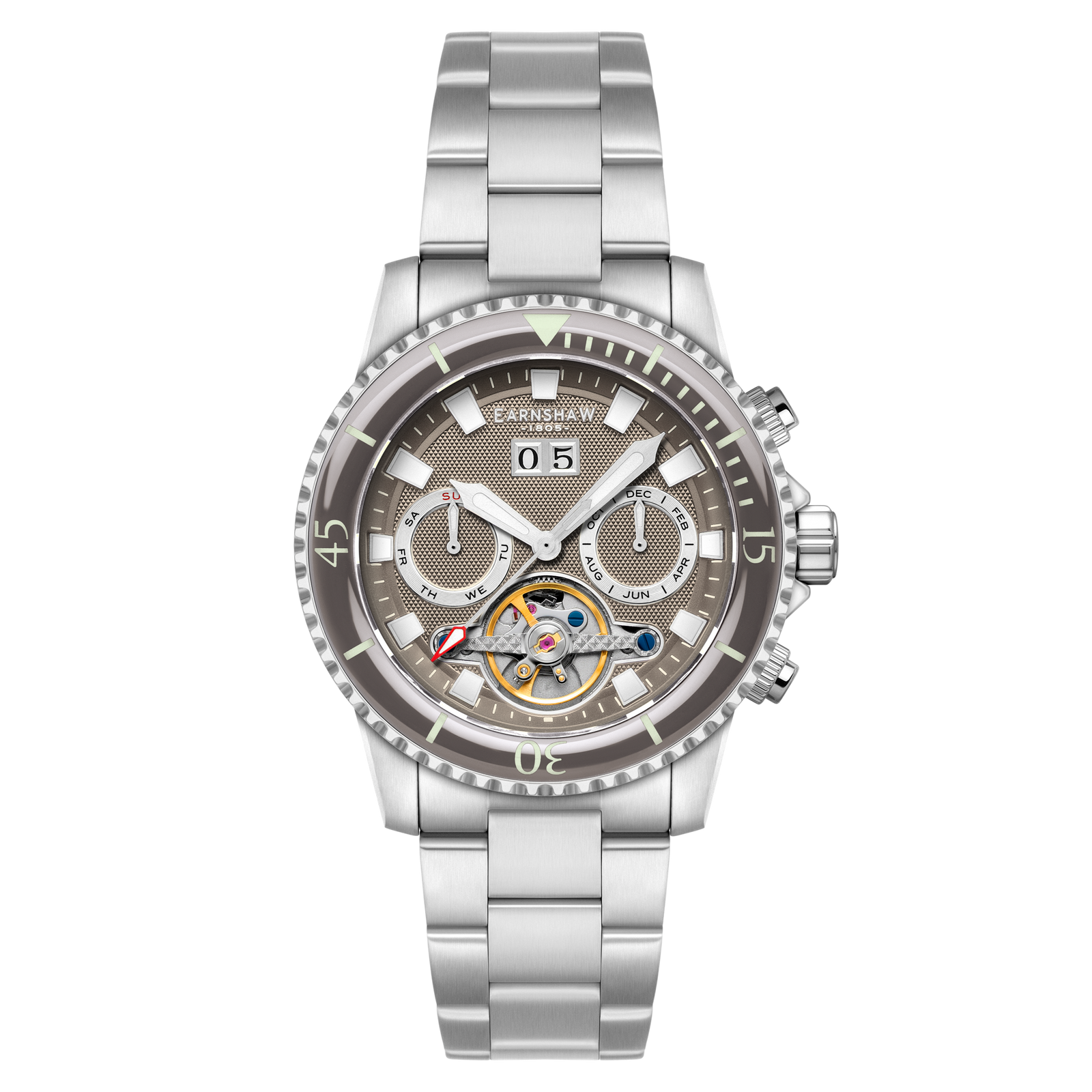 Admiral Duncan Grand Date Calendar Open Heart Automatic Ashen Sky