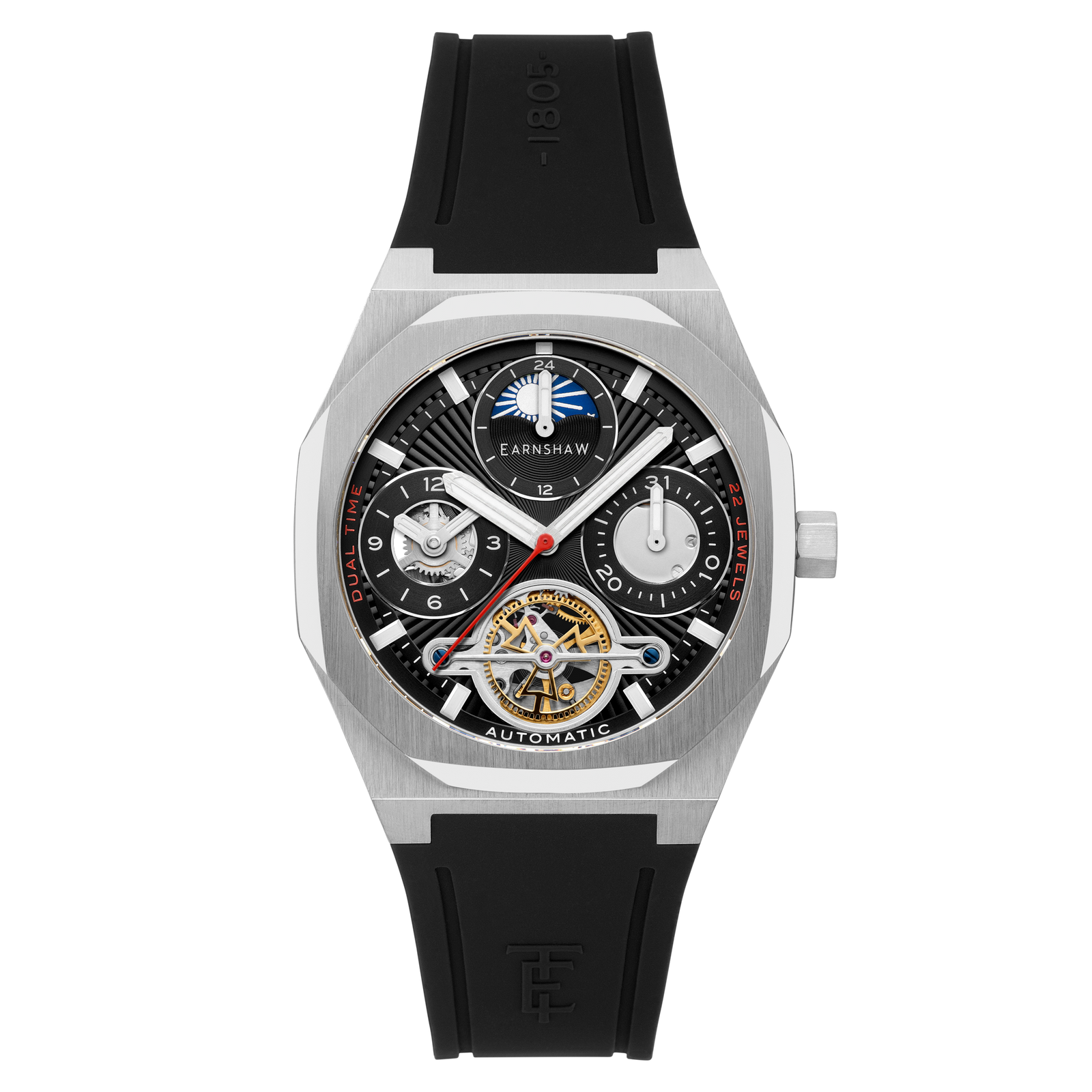 Discovery Drake Dual Time Date Open Heart Automatic Carbon Luxe