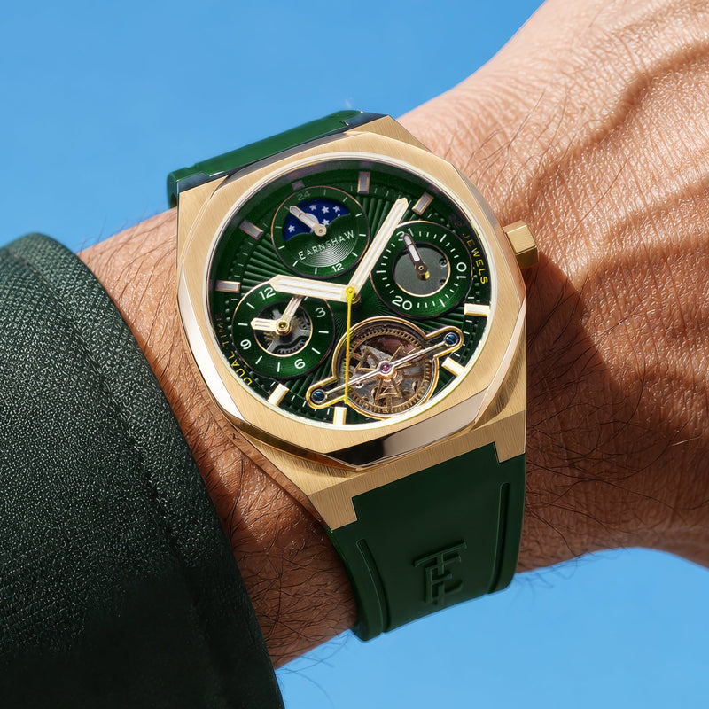 Discovery Drake Dual Time Date Open Heart Automatic Basil Breeze