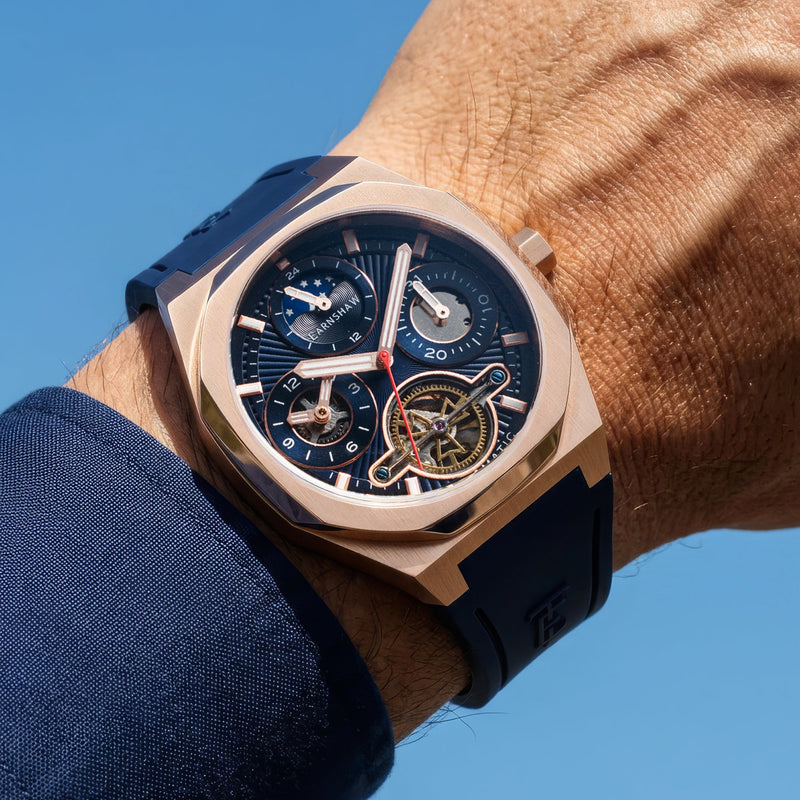 Discovery Drake Dual Time Date Open Heart Automatic Cobalt Calm