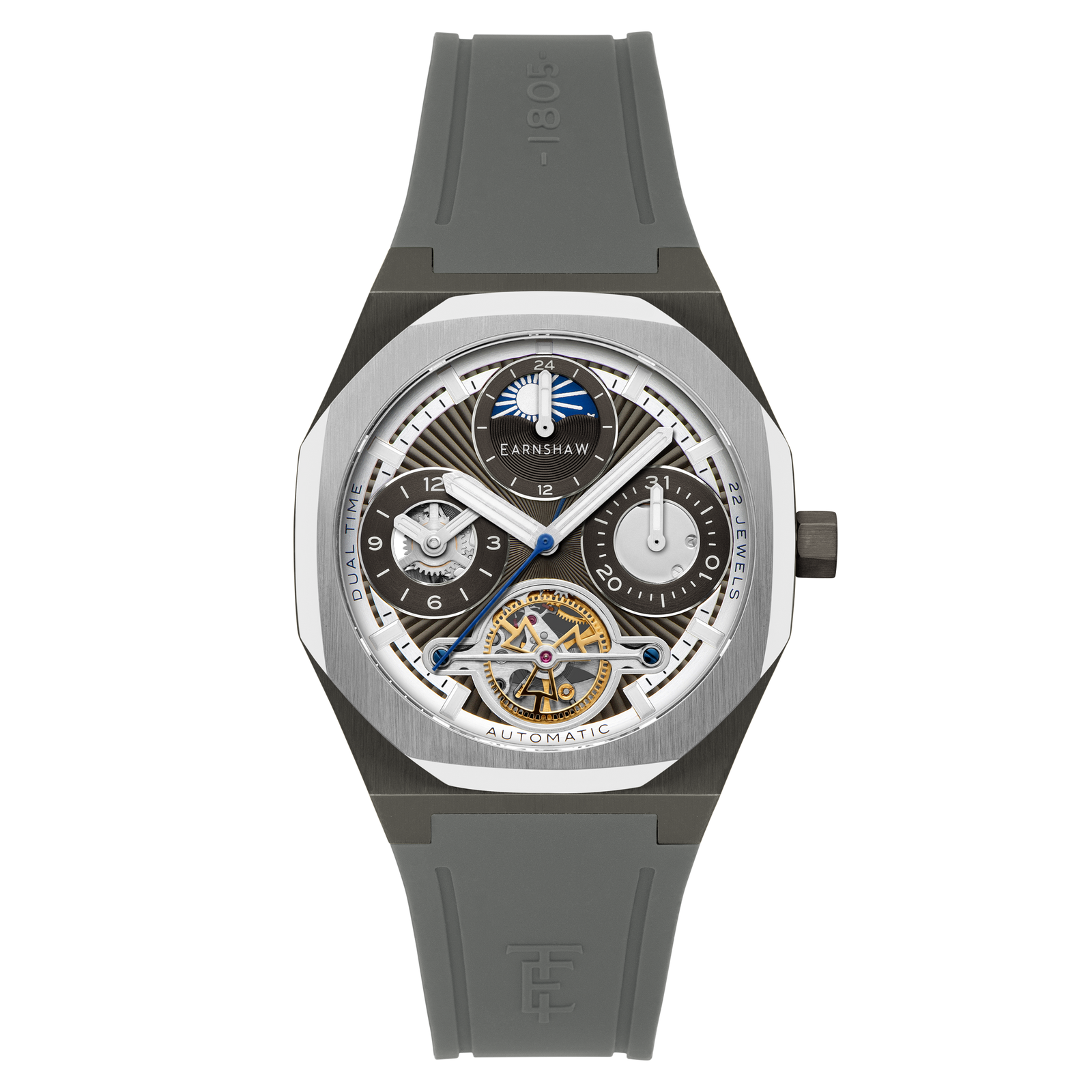 Discovery Drake Dual Time Date Open Heart Automatic Graphite Grace