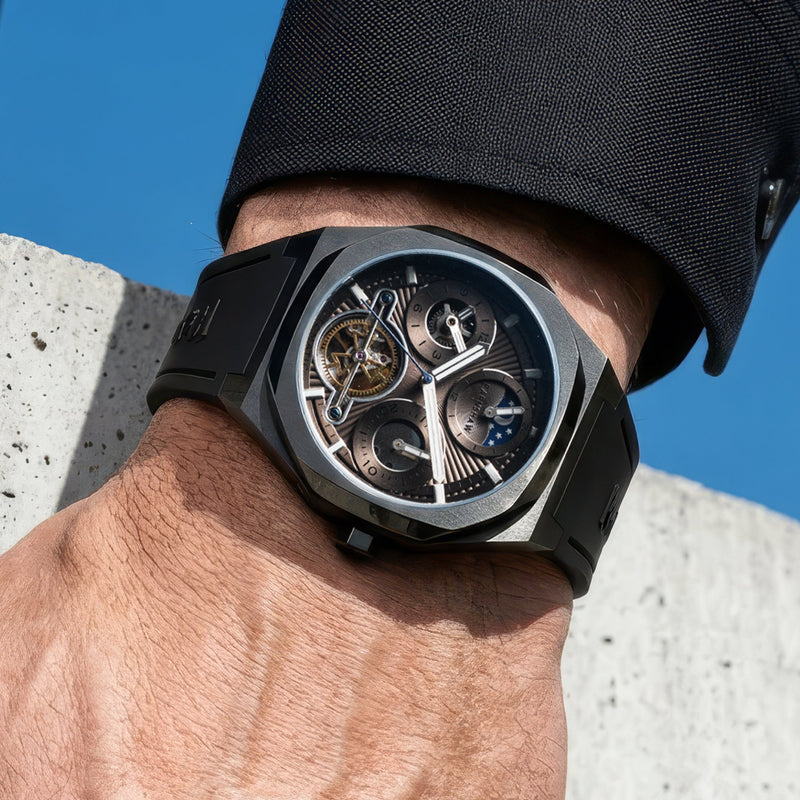 Discovery Drake Dual Time Date Open Heart Automatic Toffee Glow