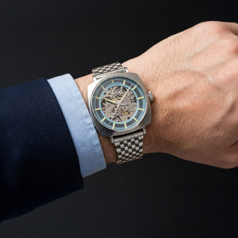 City Of London Moorgate Skeleton Automatic Lunar Silver