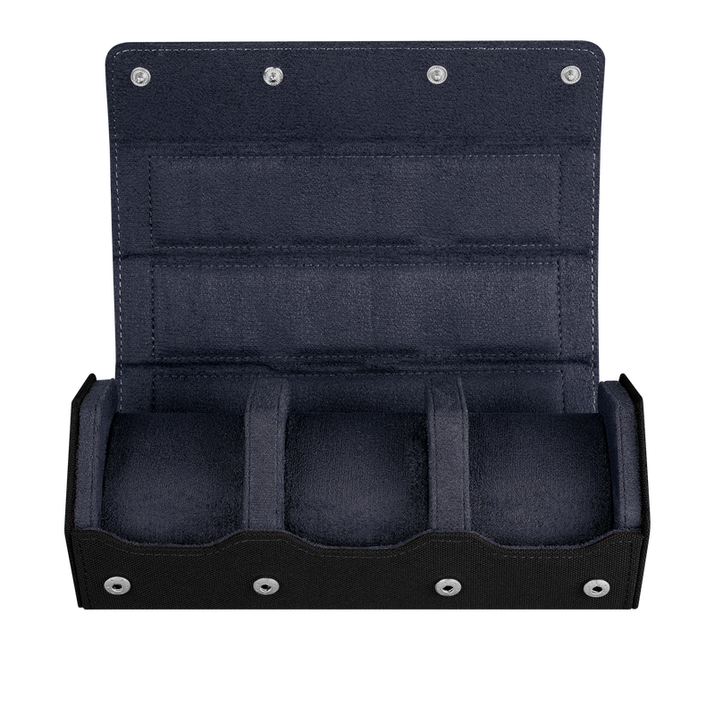 Esagono 3-Slot Watch Roll - Ink Black