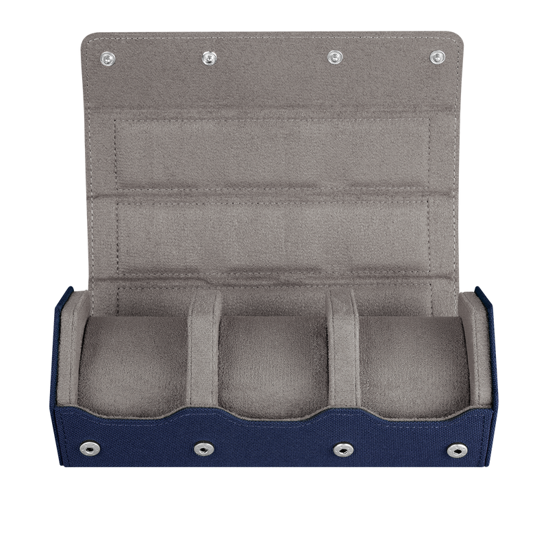 Esagono 3-Slot Watch Roll - Denim Blue