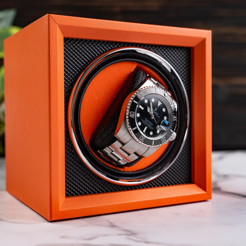 Oxford Guardian Single Slot Watch Winder - Retro Orange