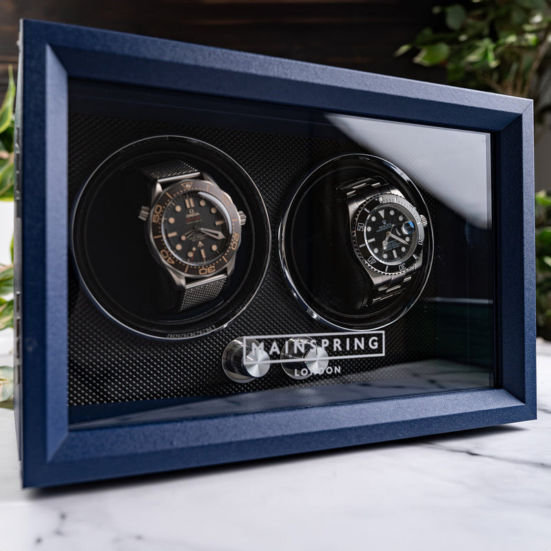 Oxford Guardian Dual Slot Watch Winder - Royal Blue