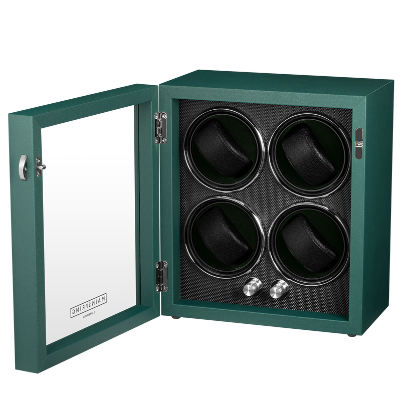 Oxford Guardian 4-Slot Watch Winder - Emerald Green