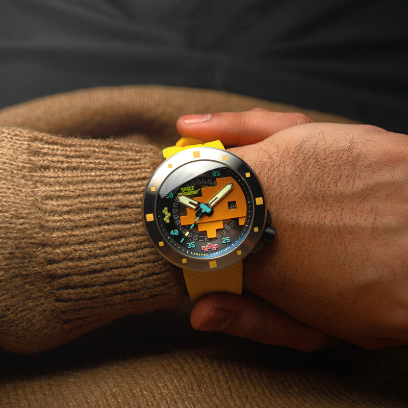 Cassini Automatic Space Invaders Limited Edition Retro Yellow