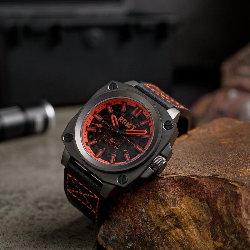 Altimeter Skeleton Automatic Orange Grey