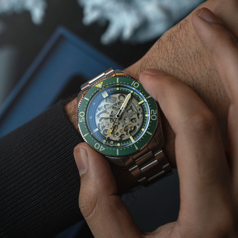 Croft 42 Skeleton Automatic Green Ceramic