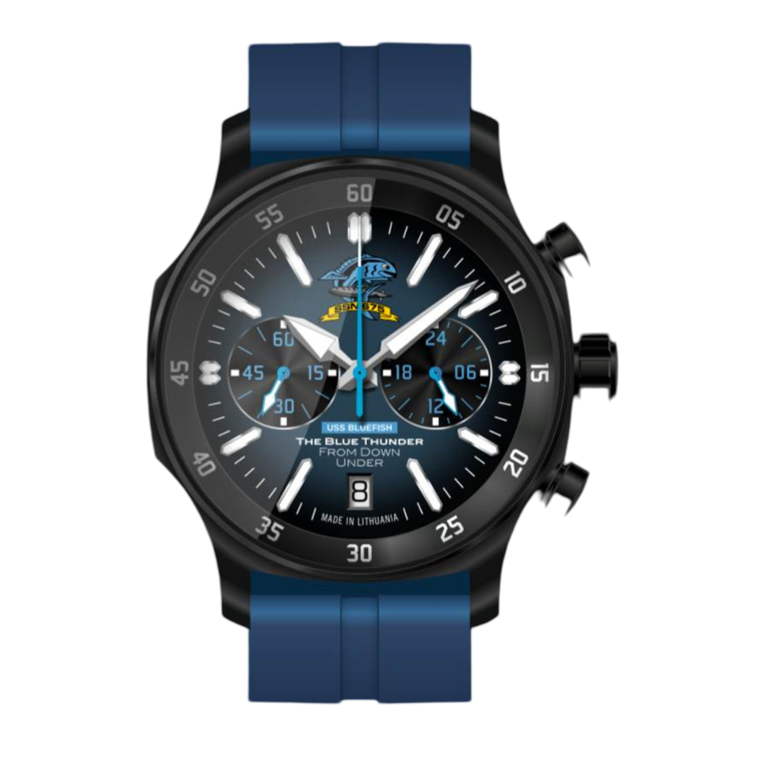 Vostok Europe Blue Fish Quartz Chronograph Submarine Men's Watch VK64/592C459