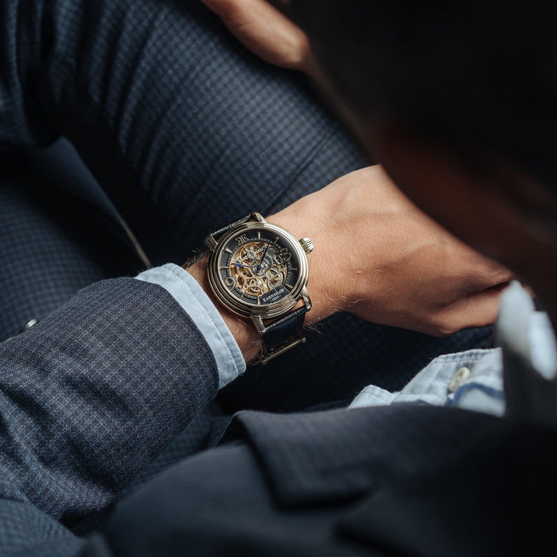 Heritage Longcase Grande Skeleton Automatic Laurel Gold