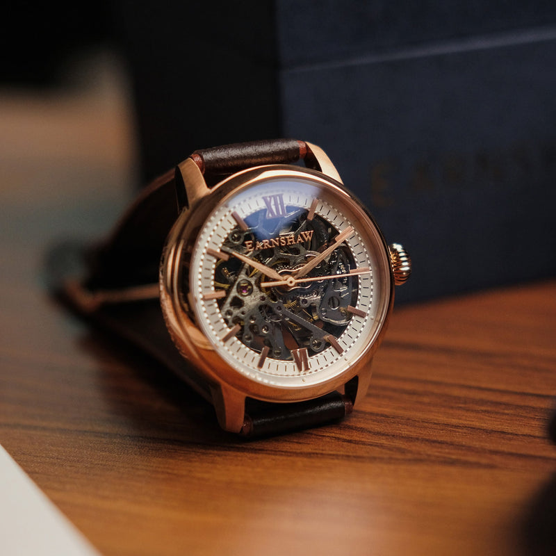 Heritage Cornwall Automatic Skeleton Roman Rose Gold