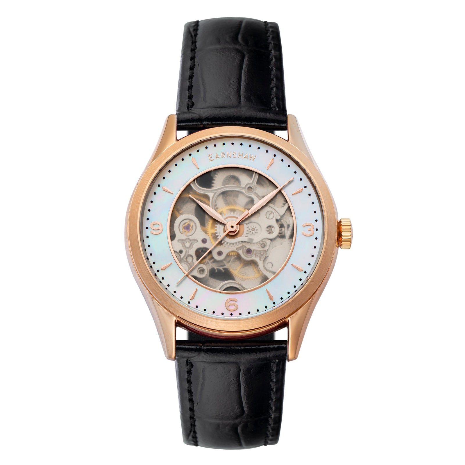 Ladies Isabella Skeleton Automatic 3 Hands Rose Gold Mother Of Pearl