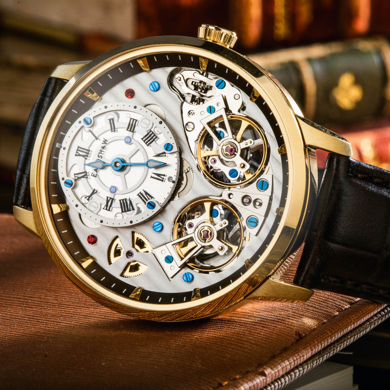 Heritage Brewster Double Barrel Automatic Mahogany Gold