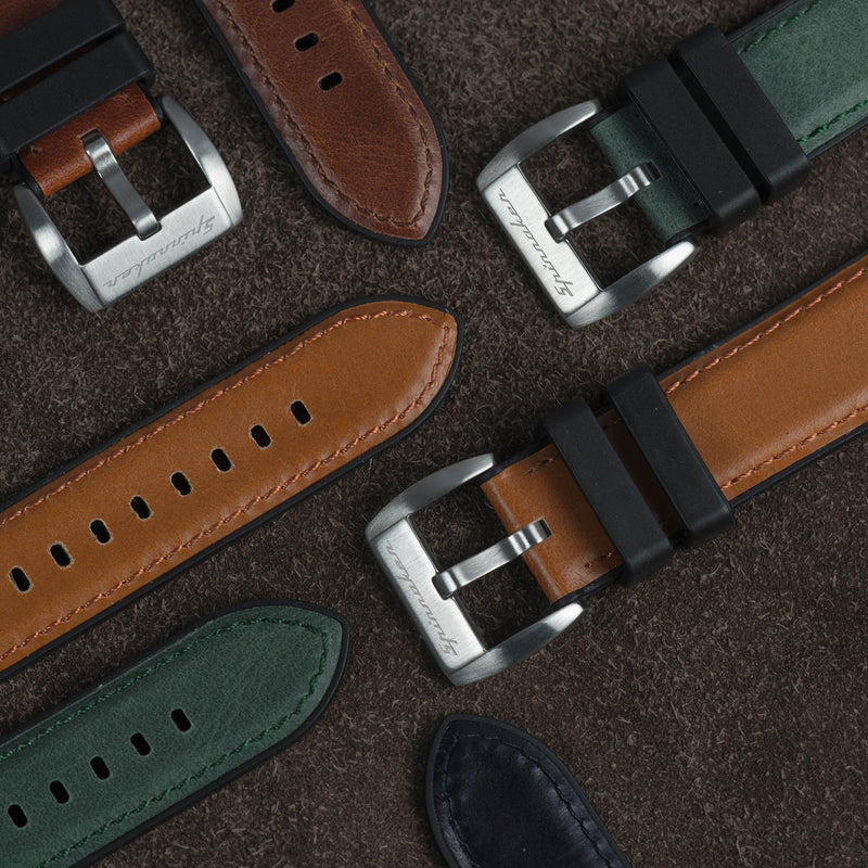 Strap Program Durevole Rubber /Leather Hybrid Strap  Military Green